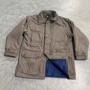 Vintage Field & Stream Tan Plaid Lined Jacket Men's Large Heavy Duty Parka